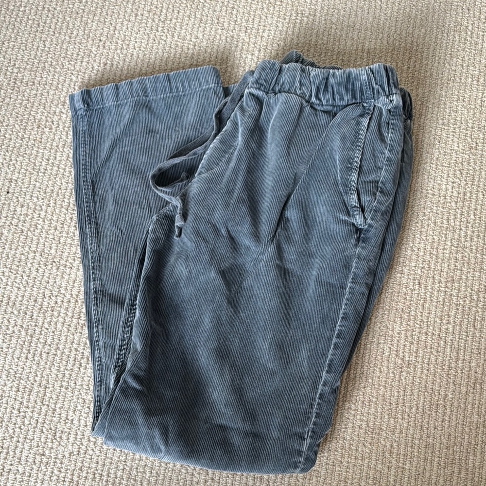 Washed Blue Corduroy Straight Leg Easy Pants